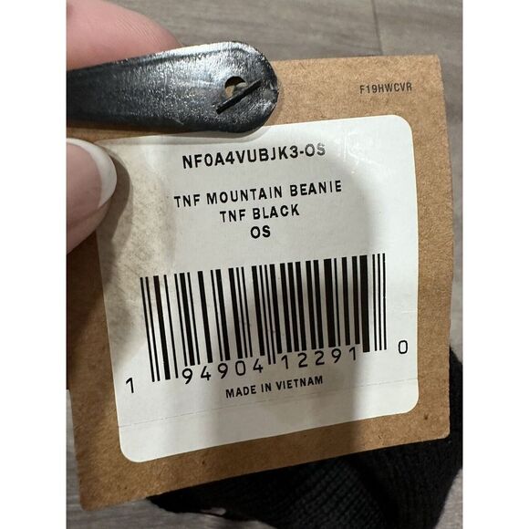 The North Face One Size Black Mountain Beanie Hat NWT Embroidered Intel Logo - Picture 4 of 4
